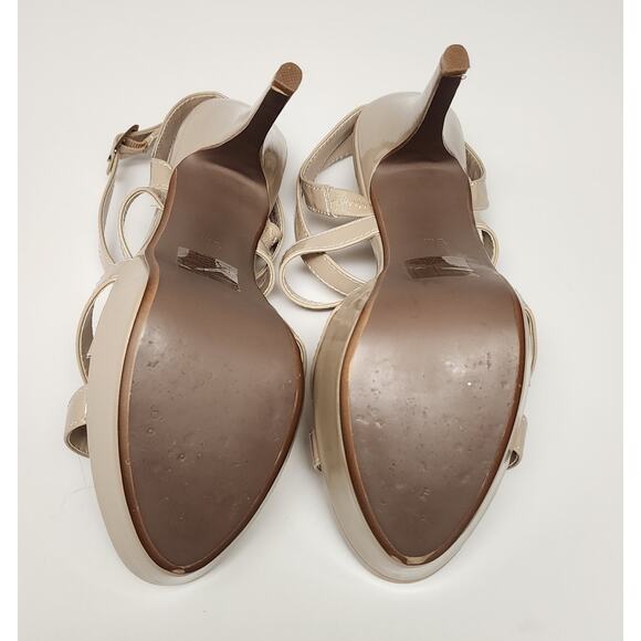 Touch Up Andrea Faux Patent Leather High Heel Pump Shoes Color Beige Size 9M - Picture 7 of 9